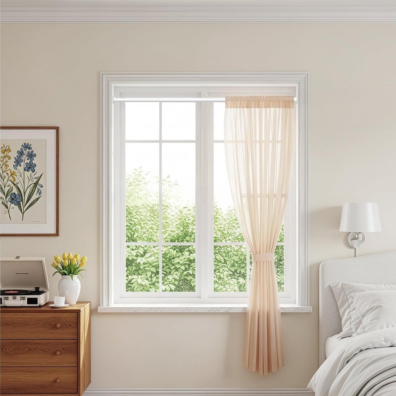 MEXAU 2Pack White Tension Curtain Rods18 to 36 Inch,Spring Loaded Curtain Rods No Drilling,Small Tension Rod for Windows Door Closet,Pressure Rod - Image 5